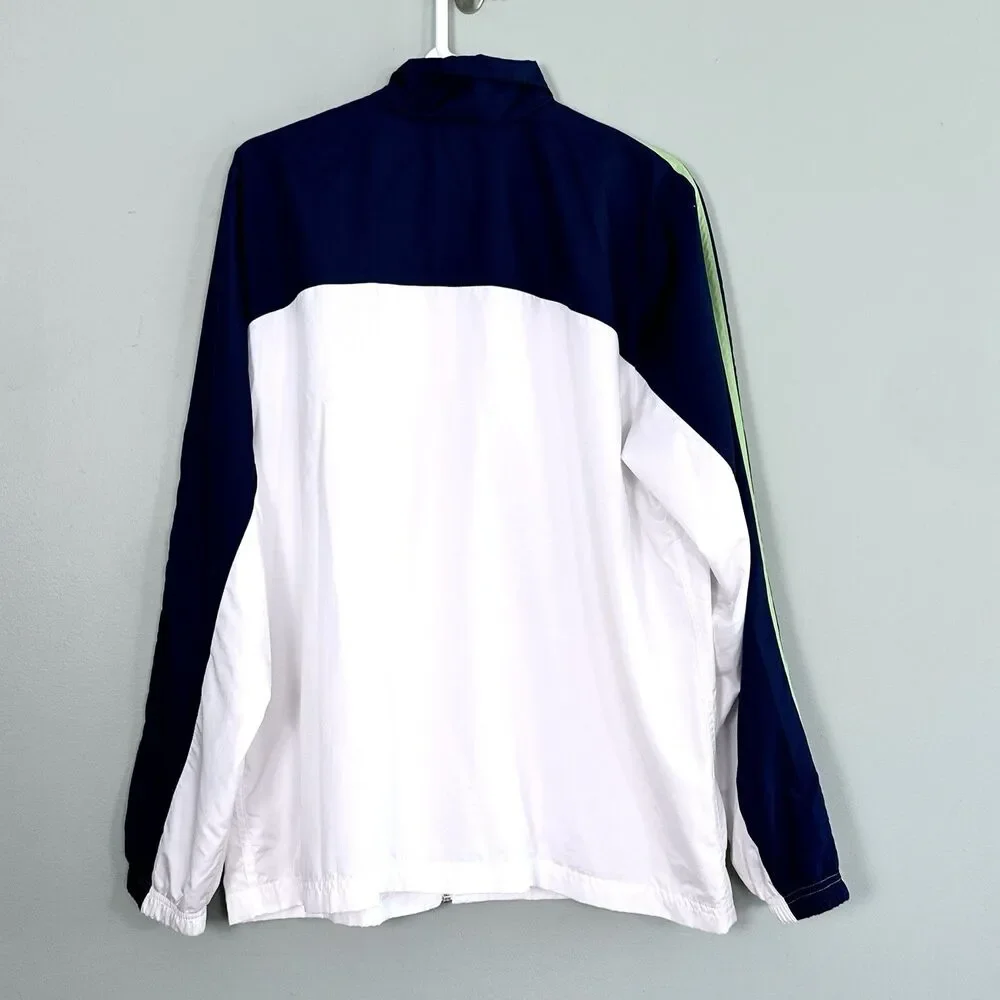 Vintage Adidas Windbreaker Mens Large Blue White Striped Track Jacket Skater Y2K